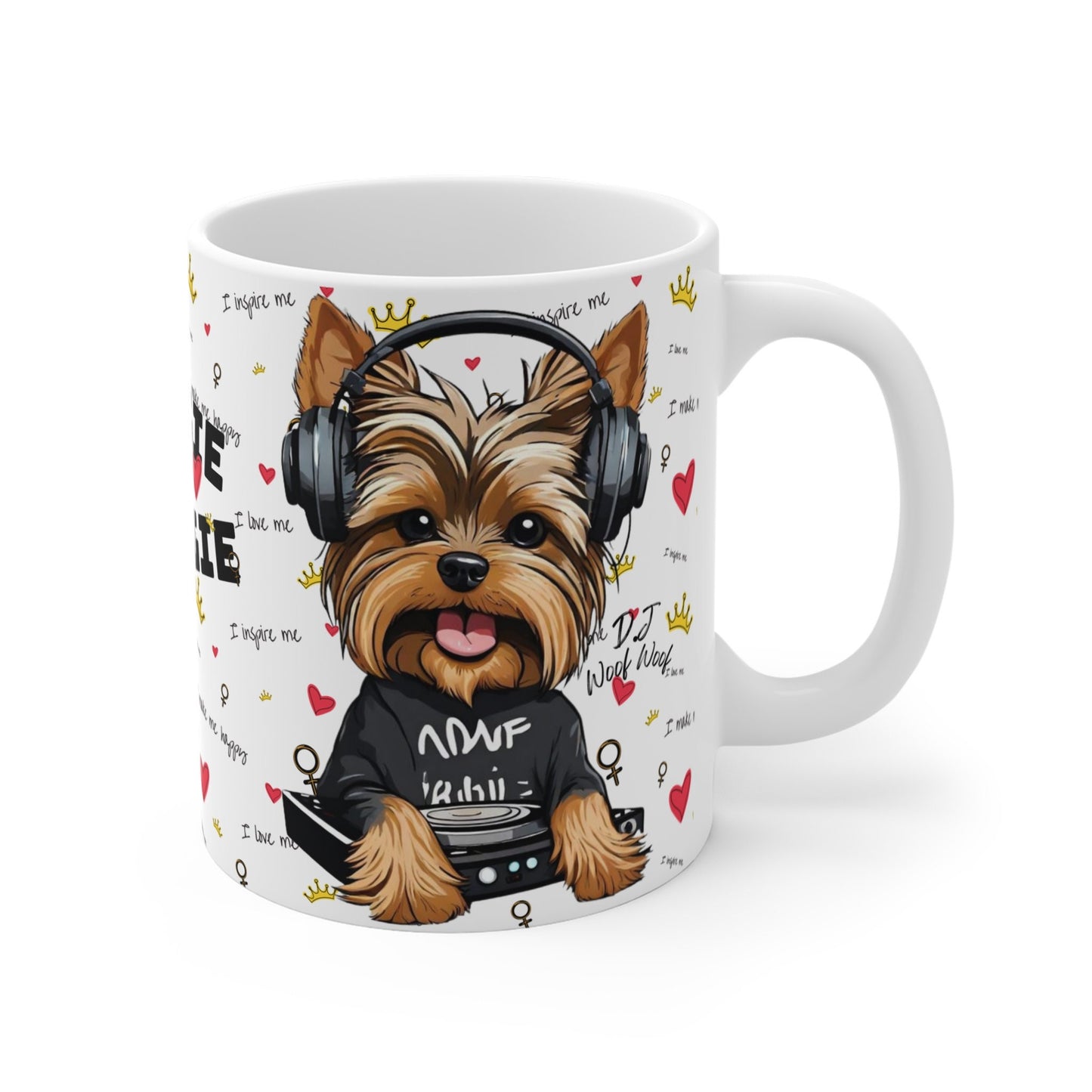 Little DJ doggy mug, Funny Quote Coffee Mug - Unique Gift Idea, 11oz Ceramic Cup, Office Desk Decor, Novelty Quote Mug
