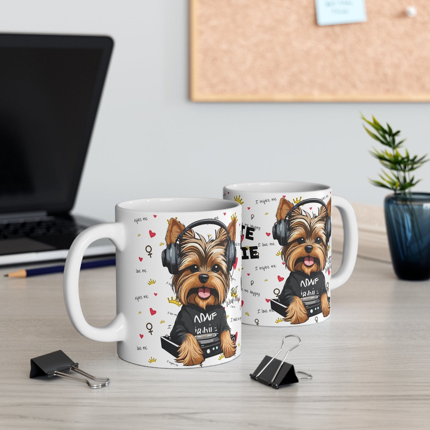 Little DJ doggy mug, Funny Quote Coffee Mug - Unique Gift Idea, 11oz Ceramic Cup, Office Desk Decor, Novelty Quote Mug
