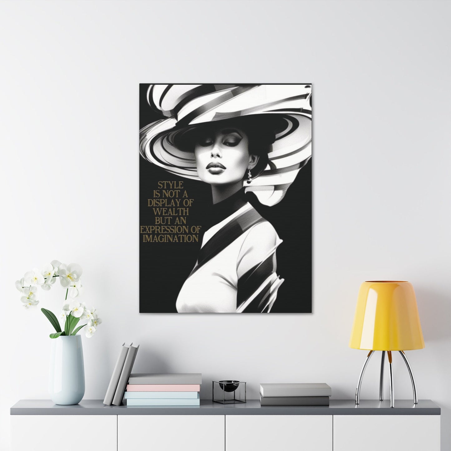 30x40 Beautiful high society woman wall art in black and white Canvas Stretched, 0.75"
