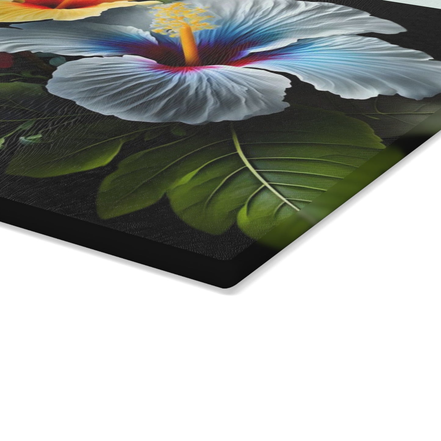Comforting Flower inspired art on Glass Cutting Board