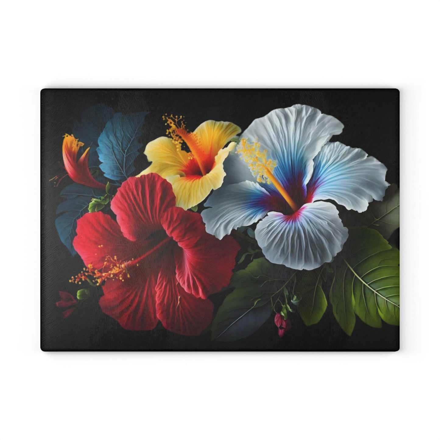 Comforting Flower inspired art on Glass Cutting Board