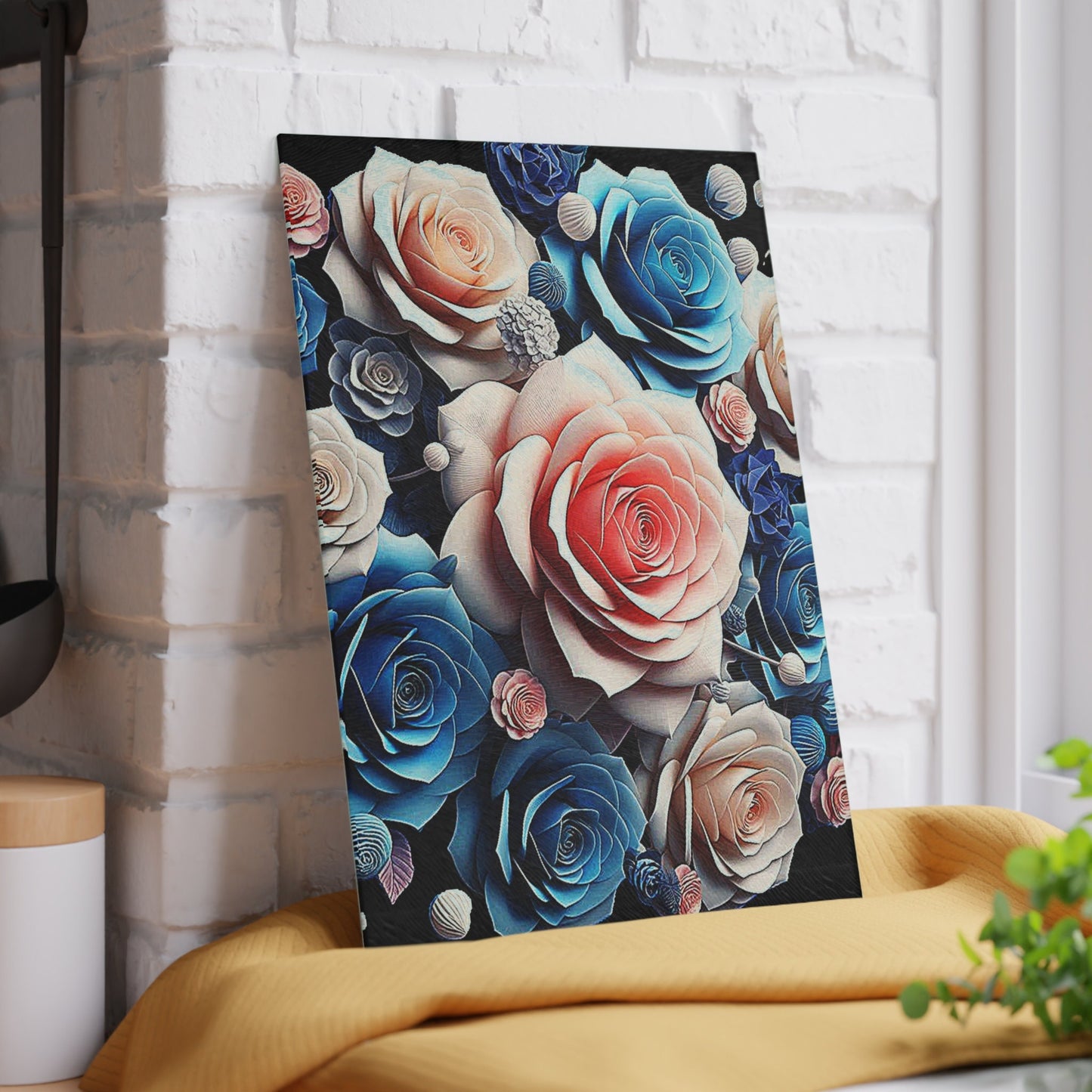 Beautiful Flower art inspired on Glass Cutting Board