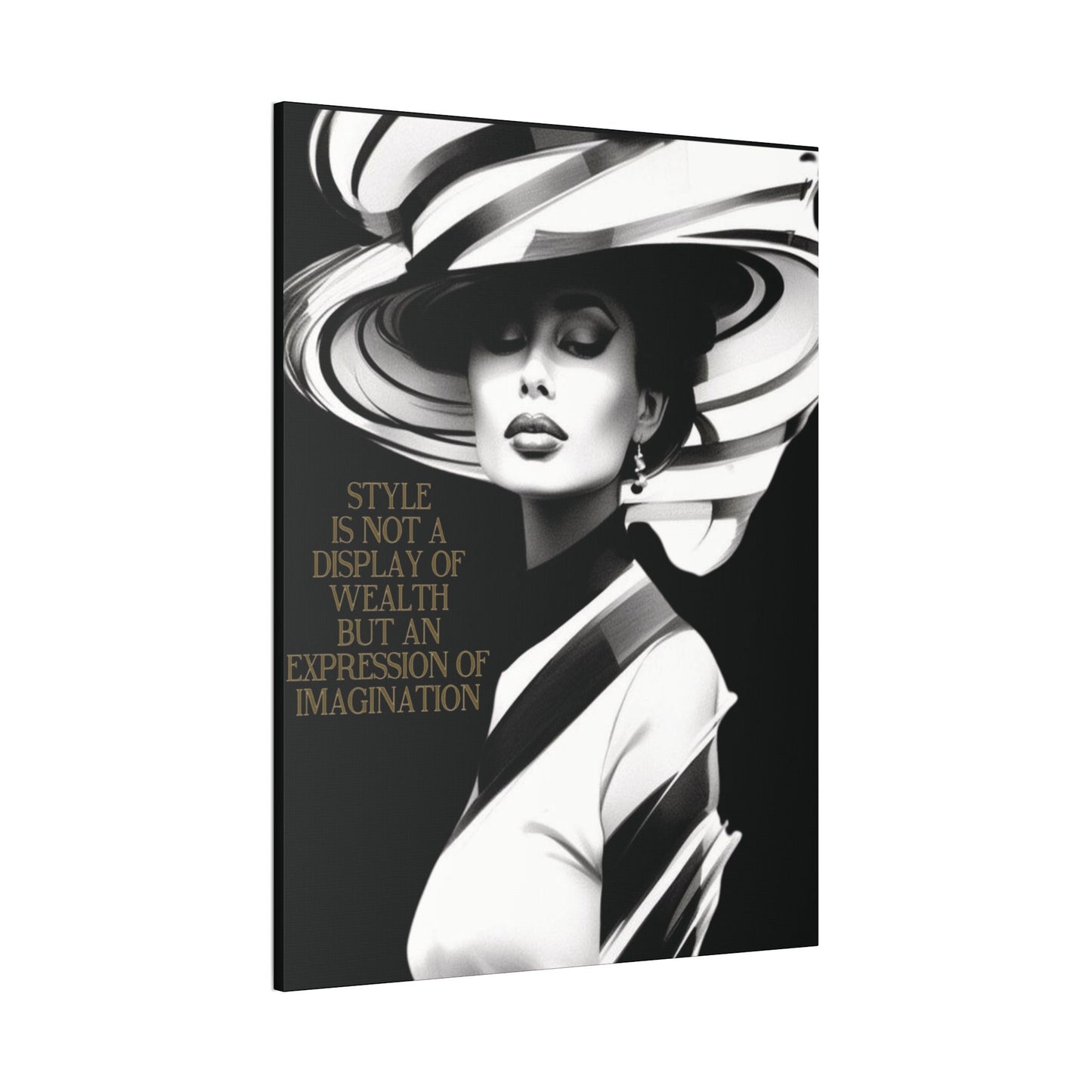 30x40 Beautiful high society woman wall art in black and white Canvas Stretched, 0.75"