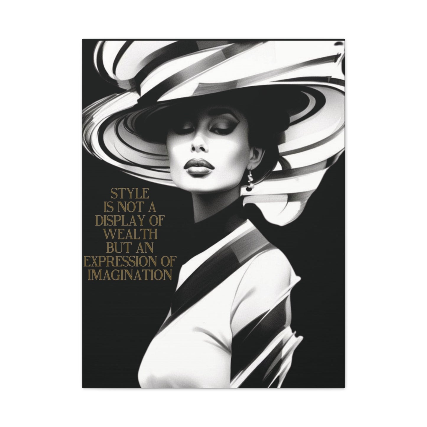 30x40 Beautiful high society woman wall art in black and white Canvas Stretched, 0.75"