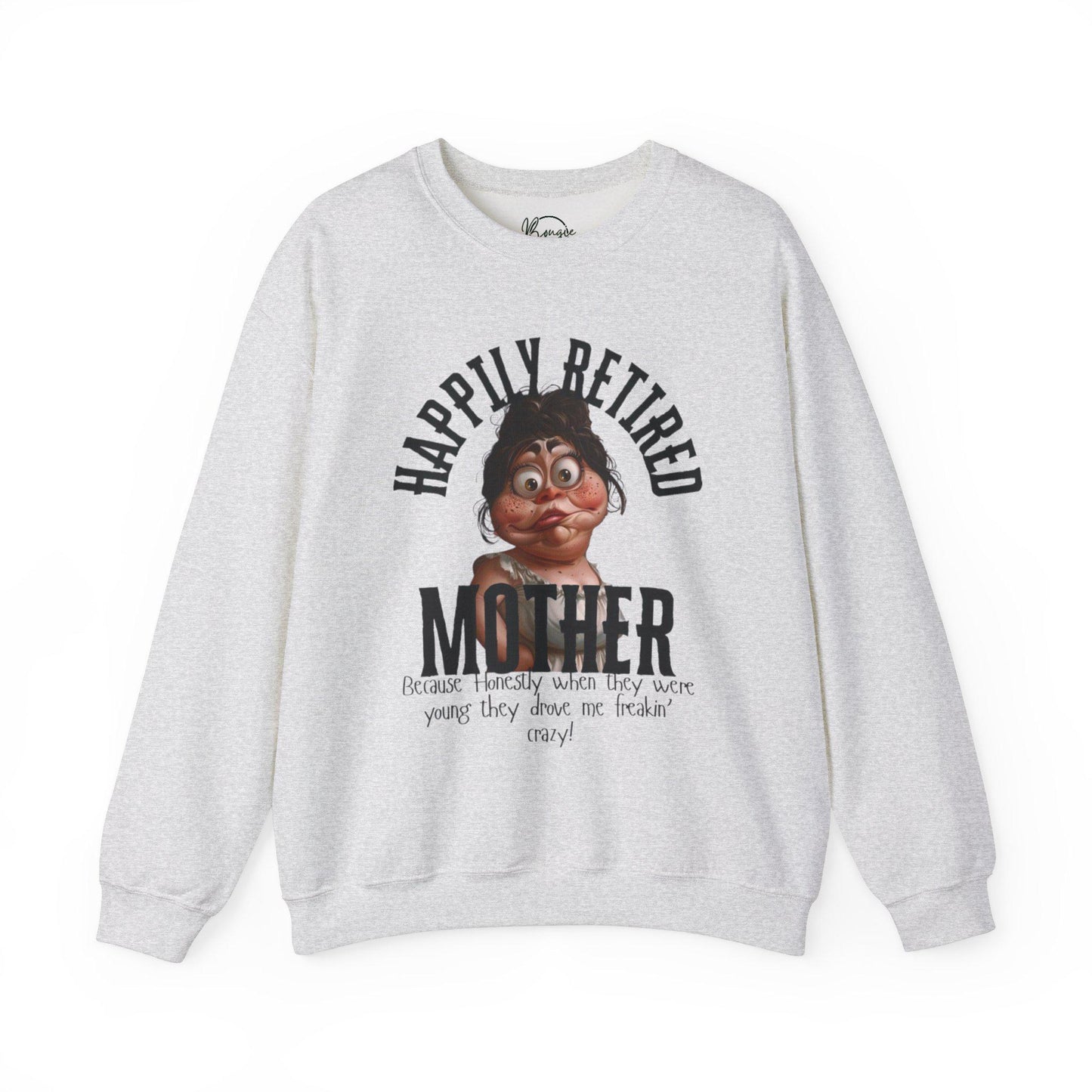 One of a kind funny Happily, retired mom Heavy Blend™ Crewneck Sweatshirt free shipping