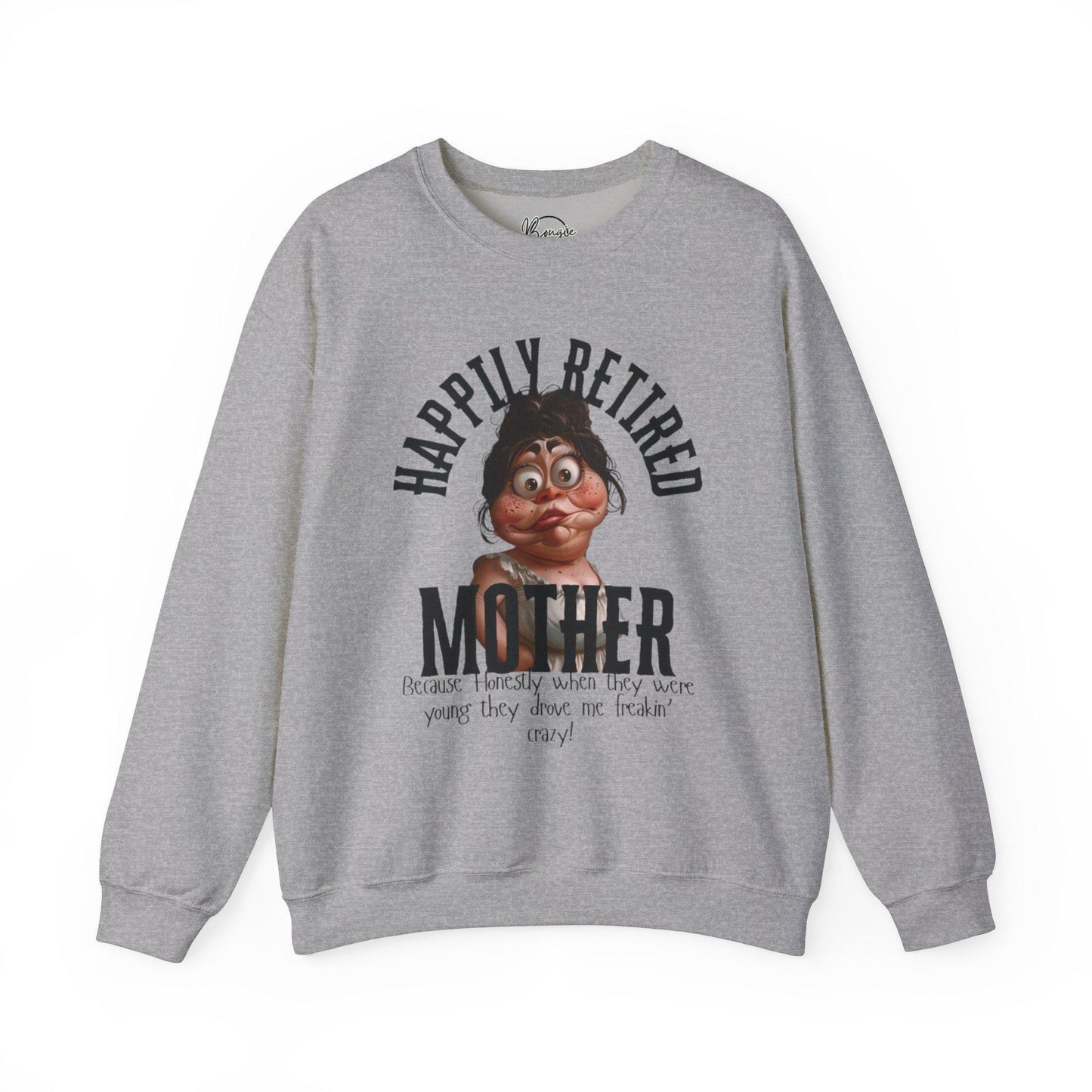 One of a kind funny Happily, retired mom Heavy Blend™ Crewneck Sweatshirt free shipping