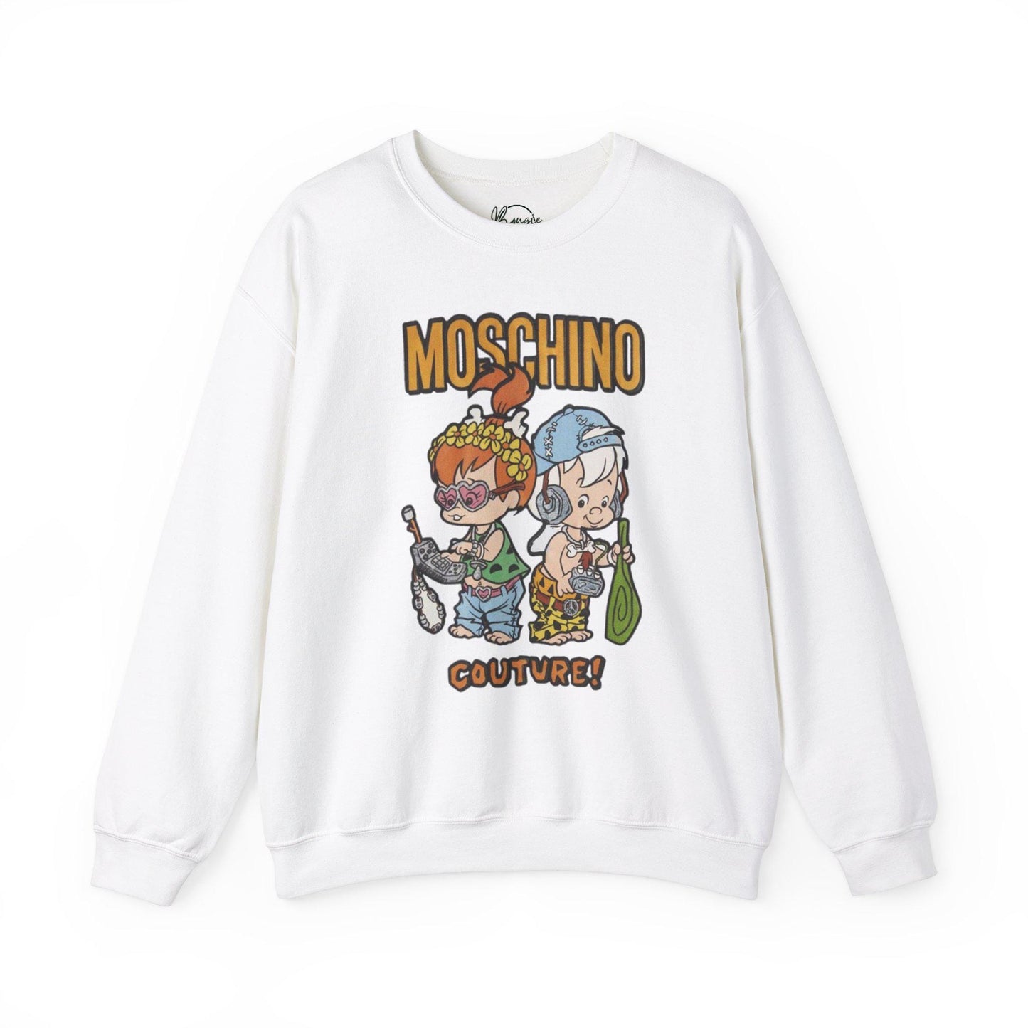 Moschino meets Flintstones one of a kind inspired Unisex Heavy Blend™ Crewneck Sweatshirt