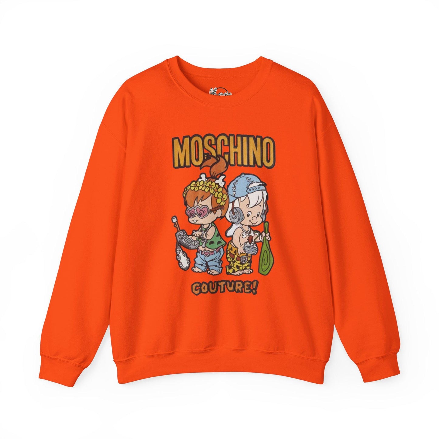 Moschino meets Flintstones one of a kind inspired Unisex Heavy Blend™ Crewneck Sweatshirt