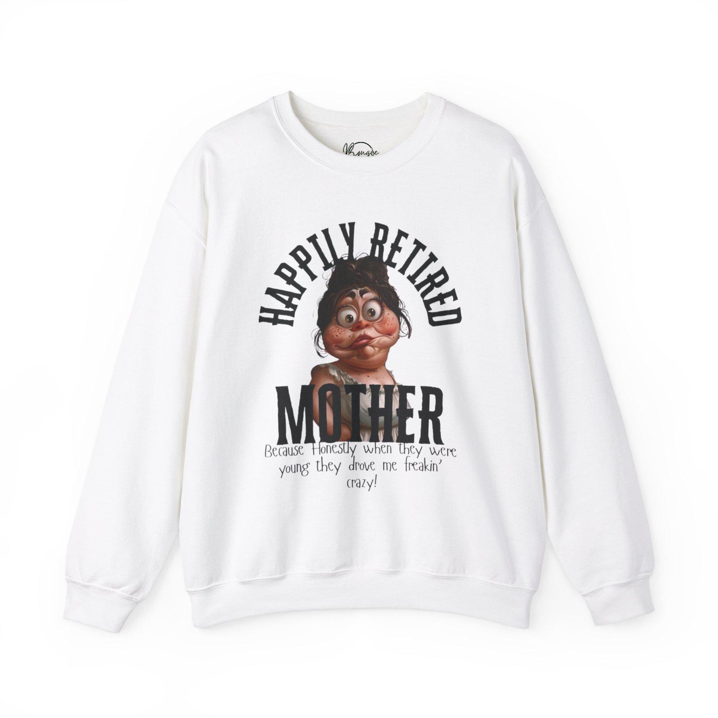 One of a kind funny Happily, retired mom Heavy Blend™ Crewneck Sweatshirt free shipping