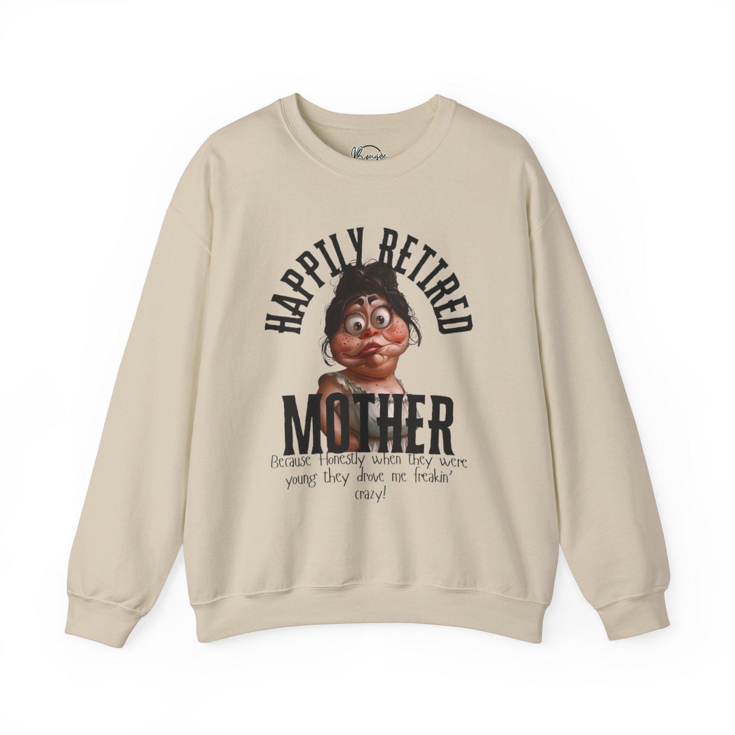 One of a kind funny Happily, retired mom Heavy Blend™ Crewneck Sweatshirt free shipping