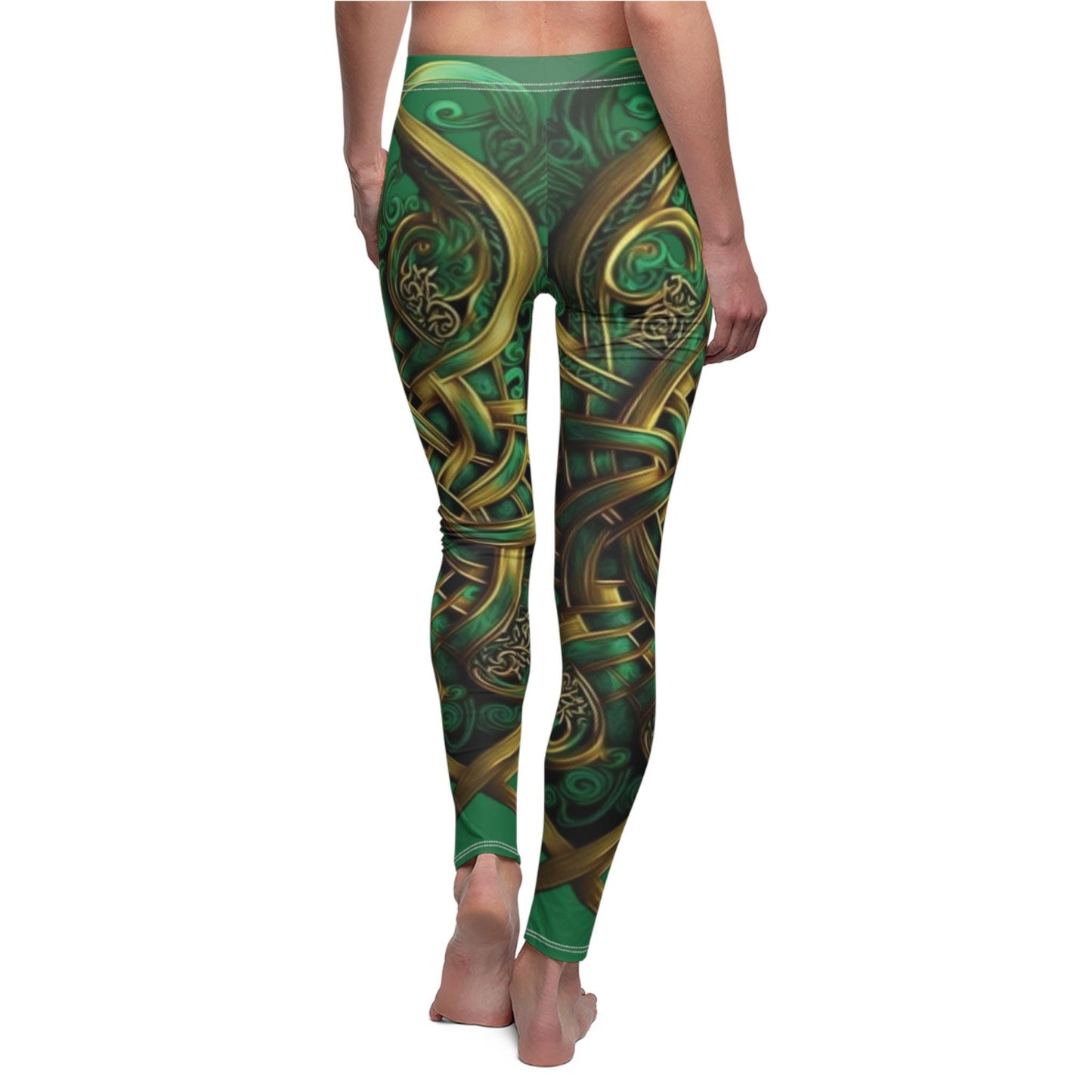 emerald, green art Women's Cut & Sew Casual Leggings (AOP)