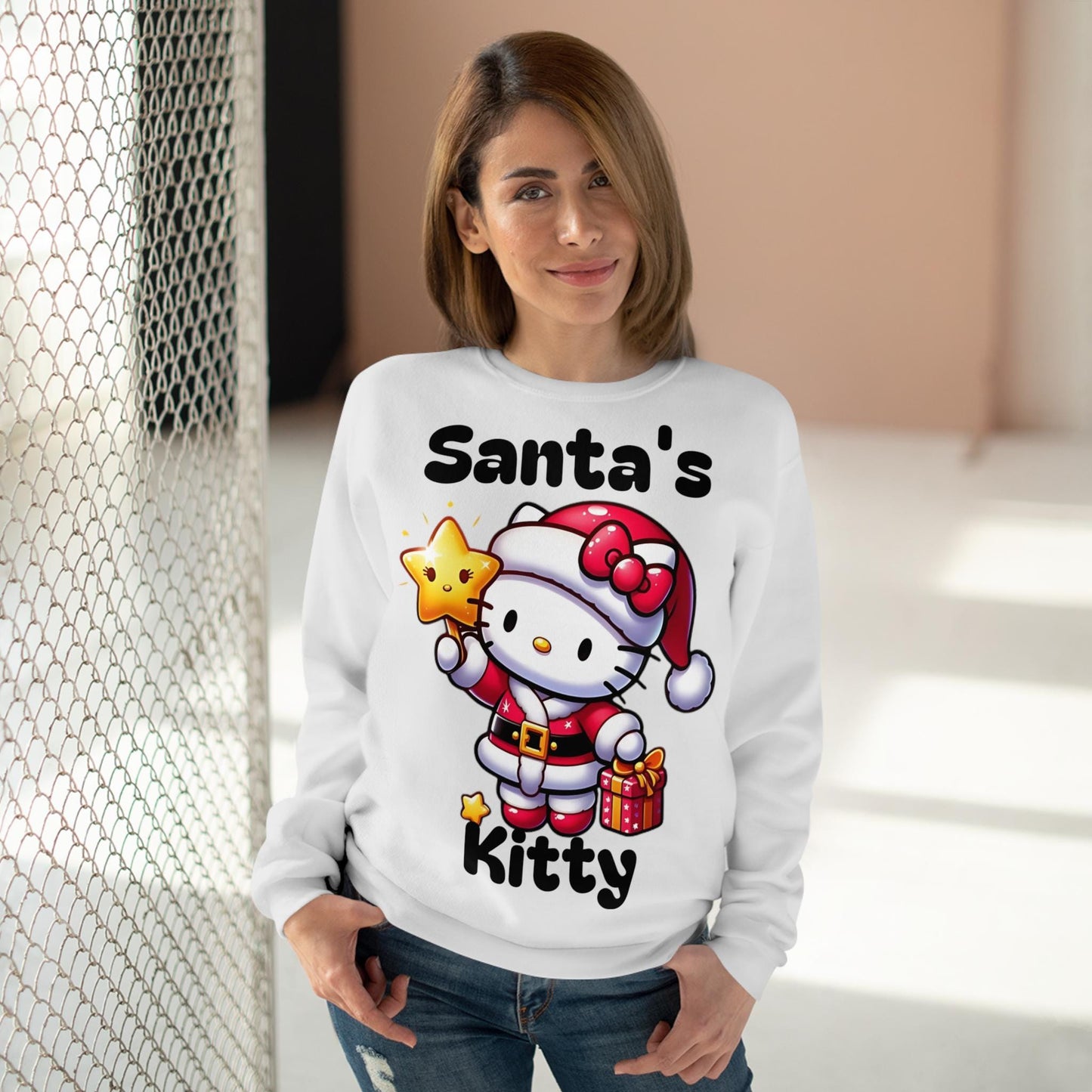 Santa's kitty Christmas Unisex Crew Neck Sweatshirt (EU)