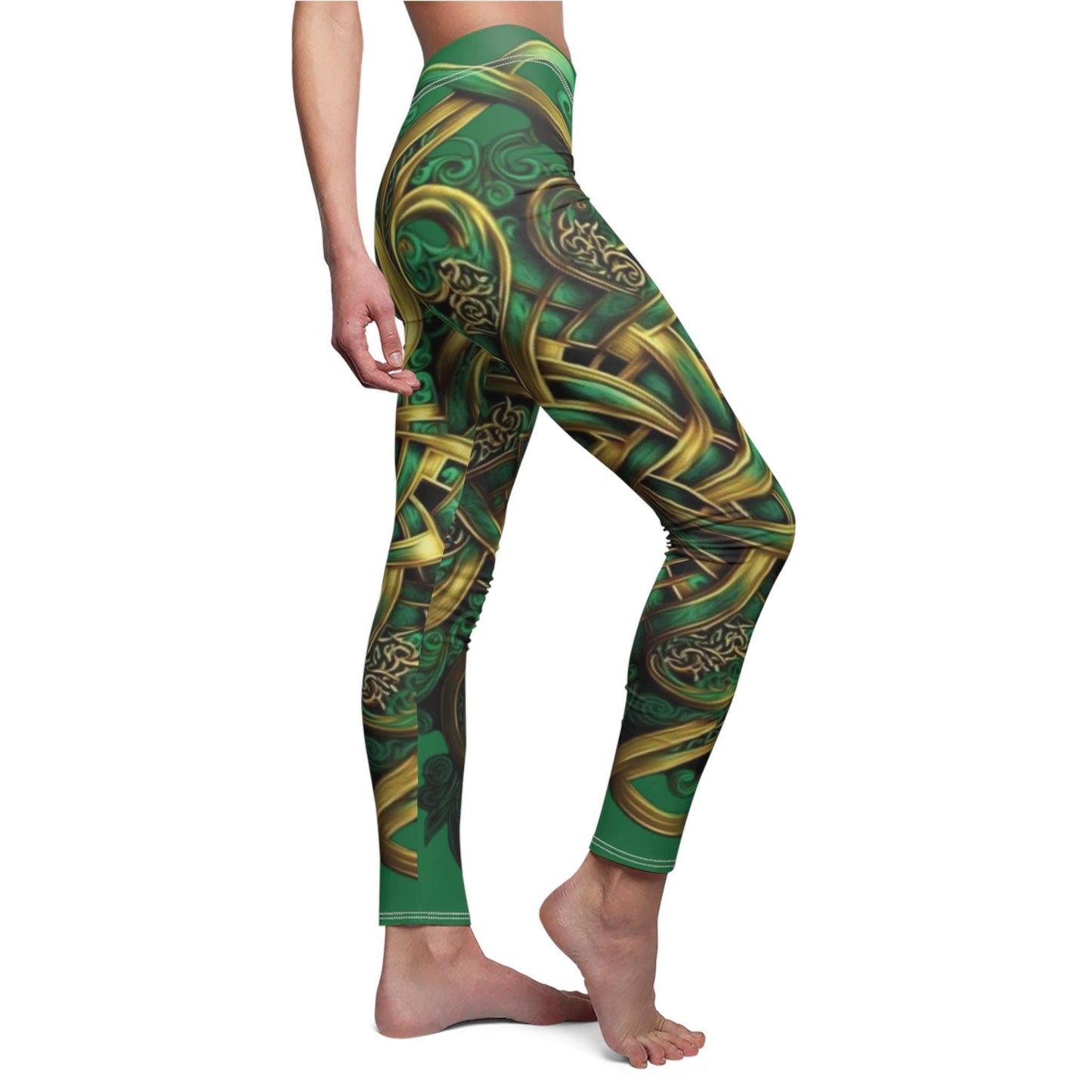 emerald, green art Women's Cut & Sew Casual Leggings (AOP)