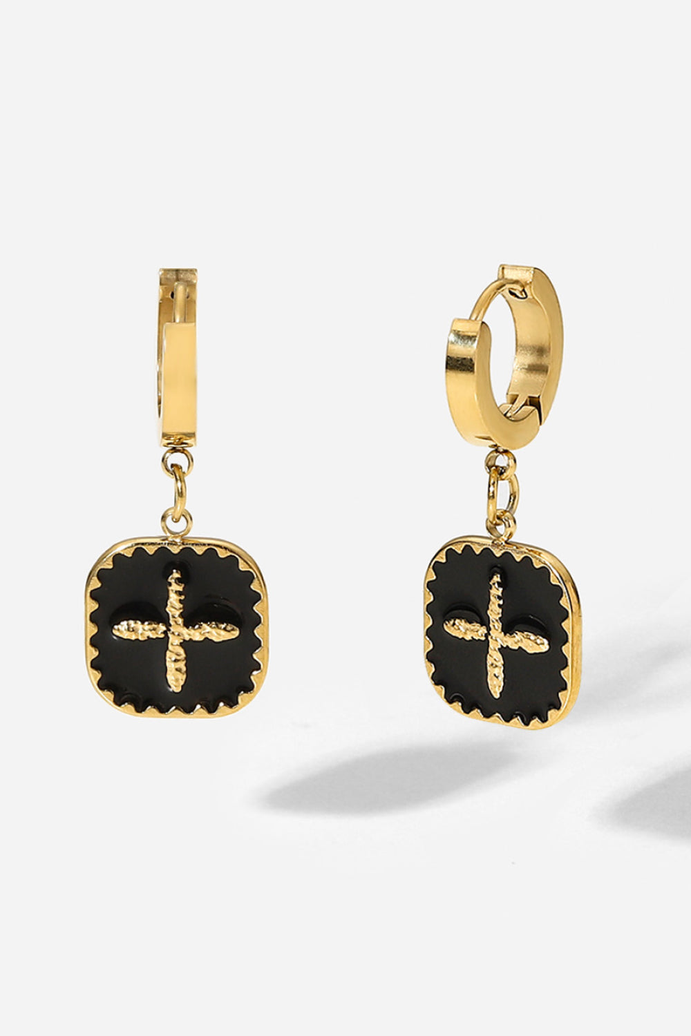 Cross Square Shape Drop Earrings