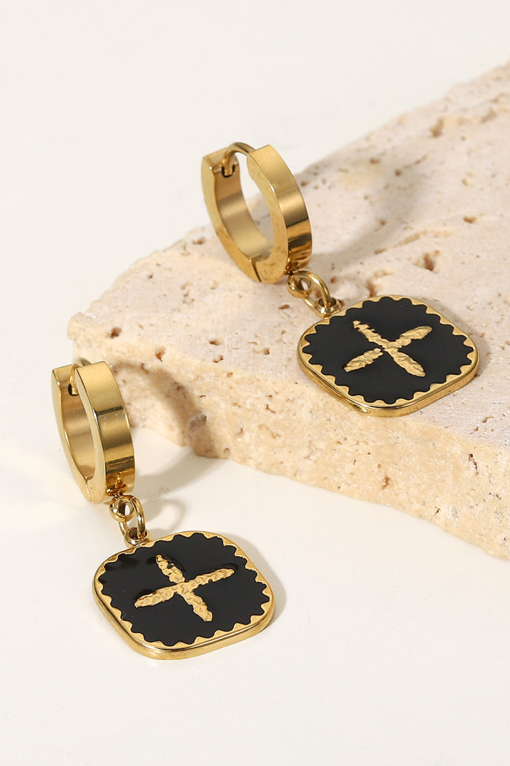 Cross Square Shape Drop Earrings