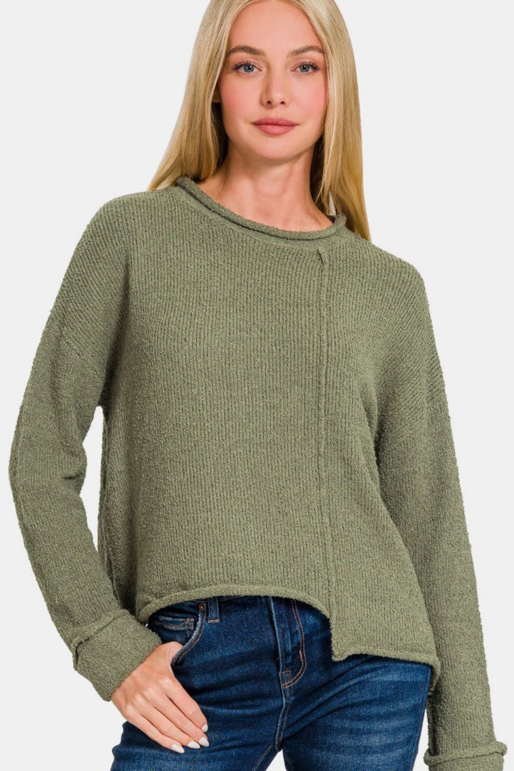 Bougie Royale Asymmetric Hem Drop Shoulder Sweater