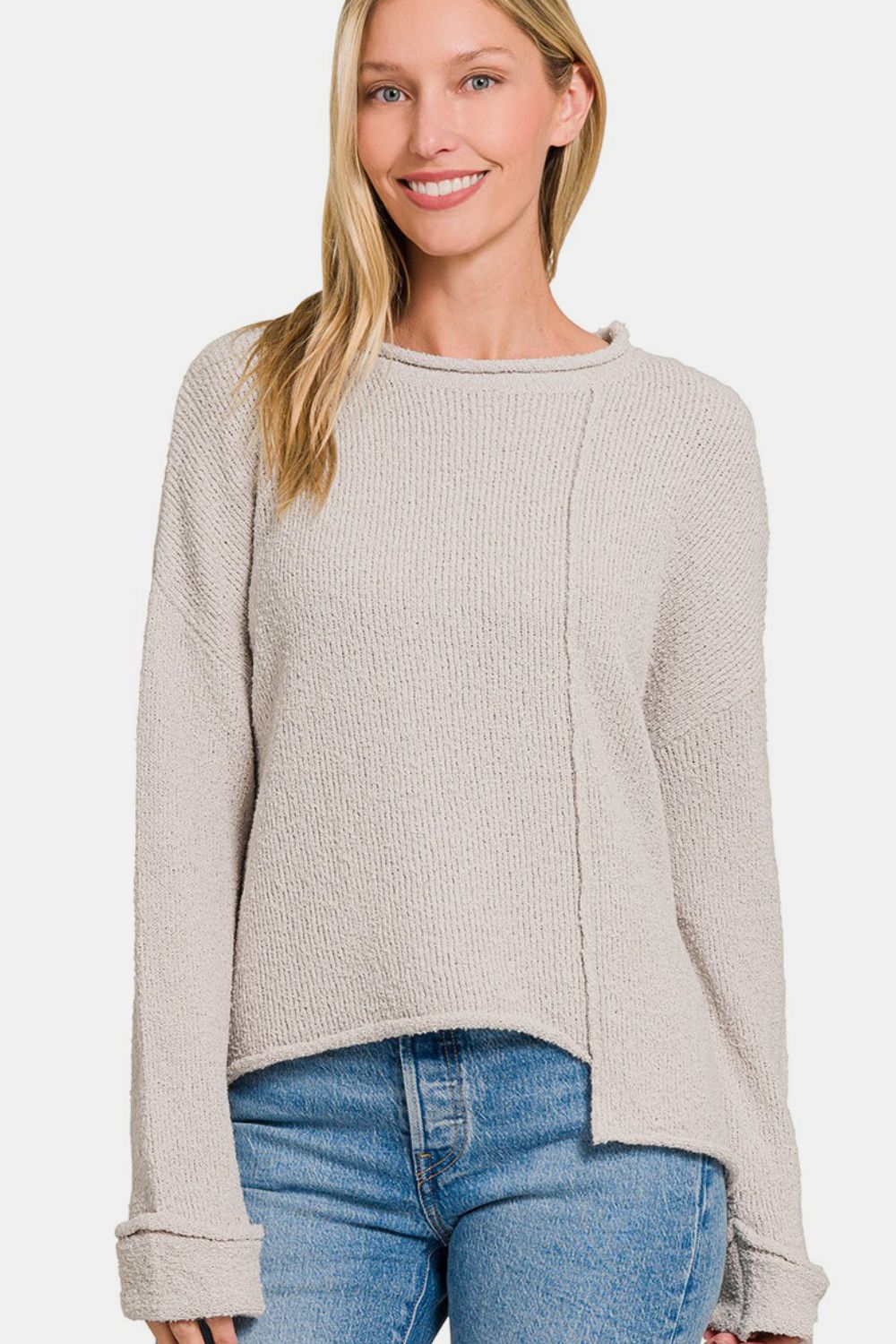 Bougie Royale Asymmetric Hem Drop Shoulder Sweater