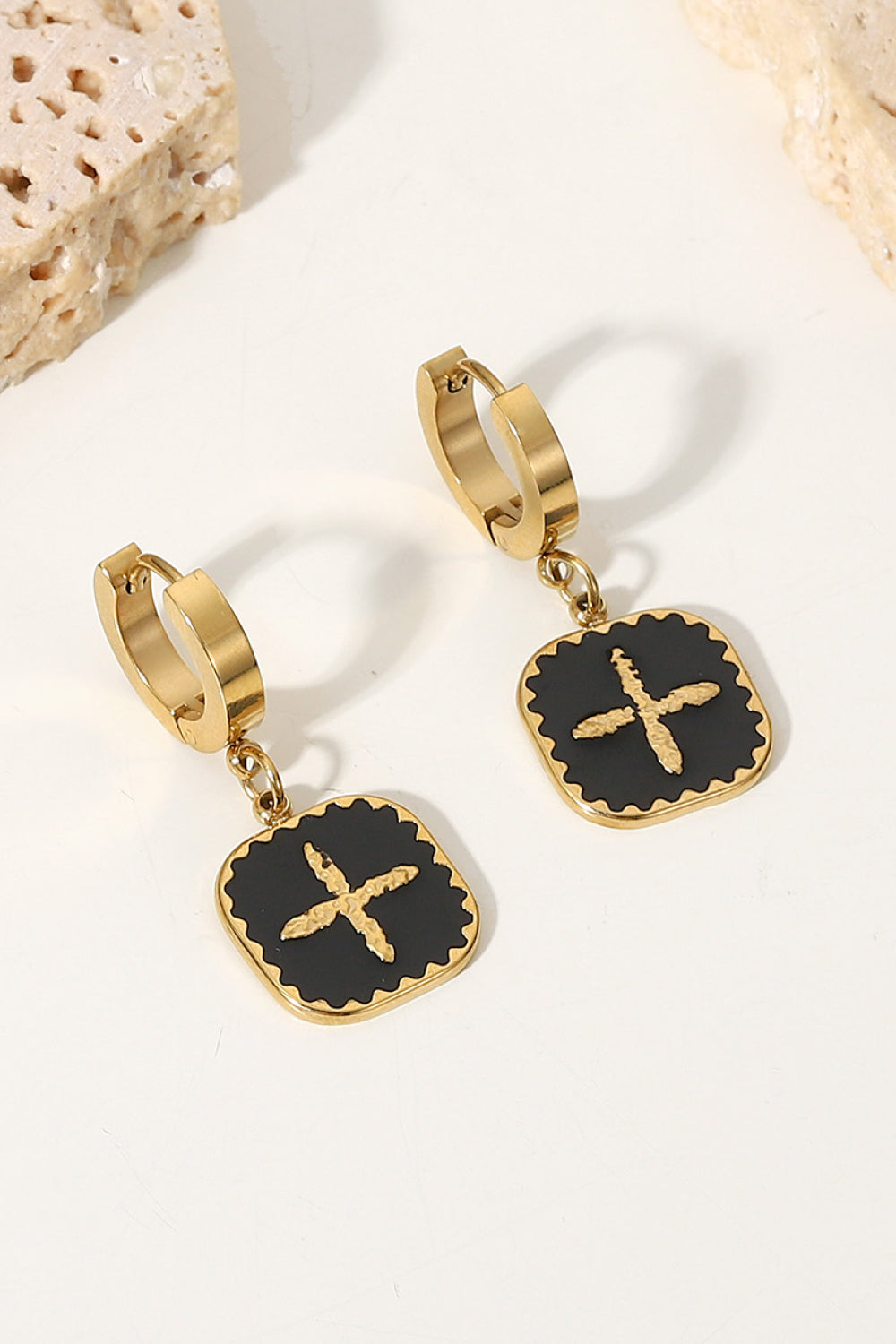 Cross Square Shape Drop Earrings