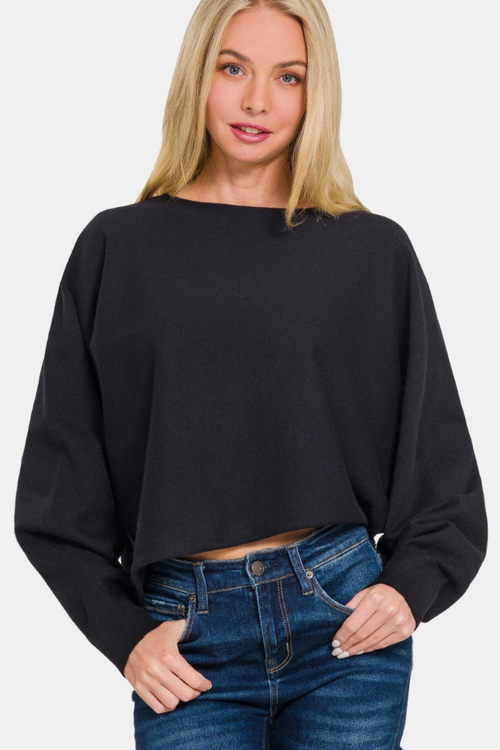 Bougie Royale Asymmetric Hem Long Sleeve Sweater