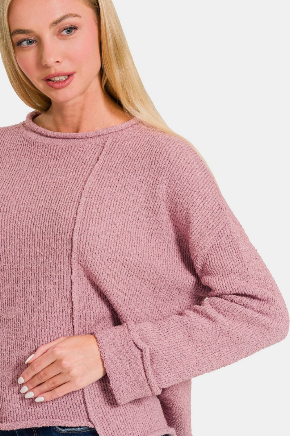 Bougie Royale Asymmetric Hem Drop Shoulder Sweater