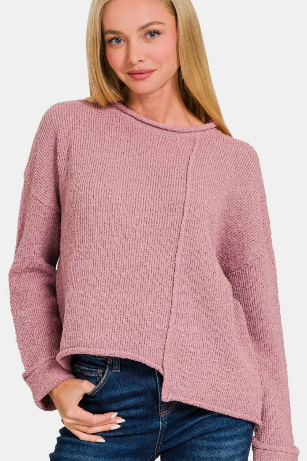 Bougie Royale Asymmetric Hem Drop Shoulder Sweater