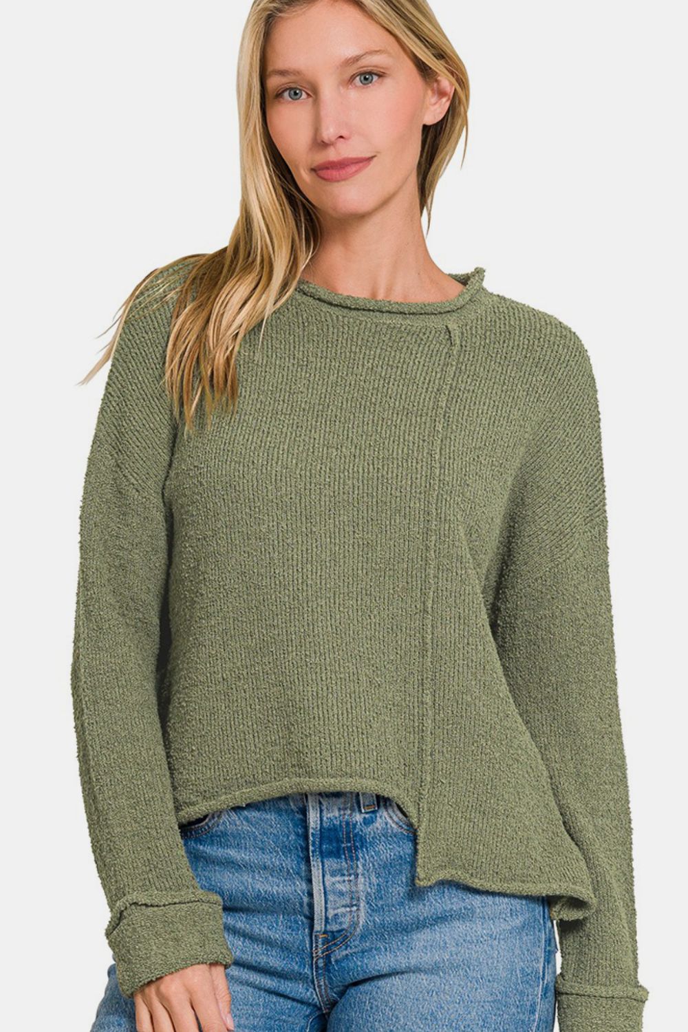 Bougie Royale Asymmetric Hem Drop Shoulder Sweater