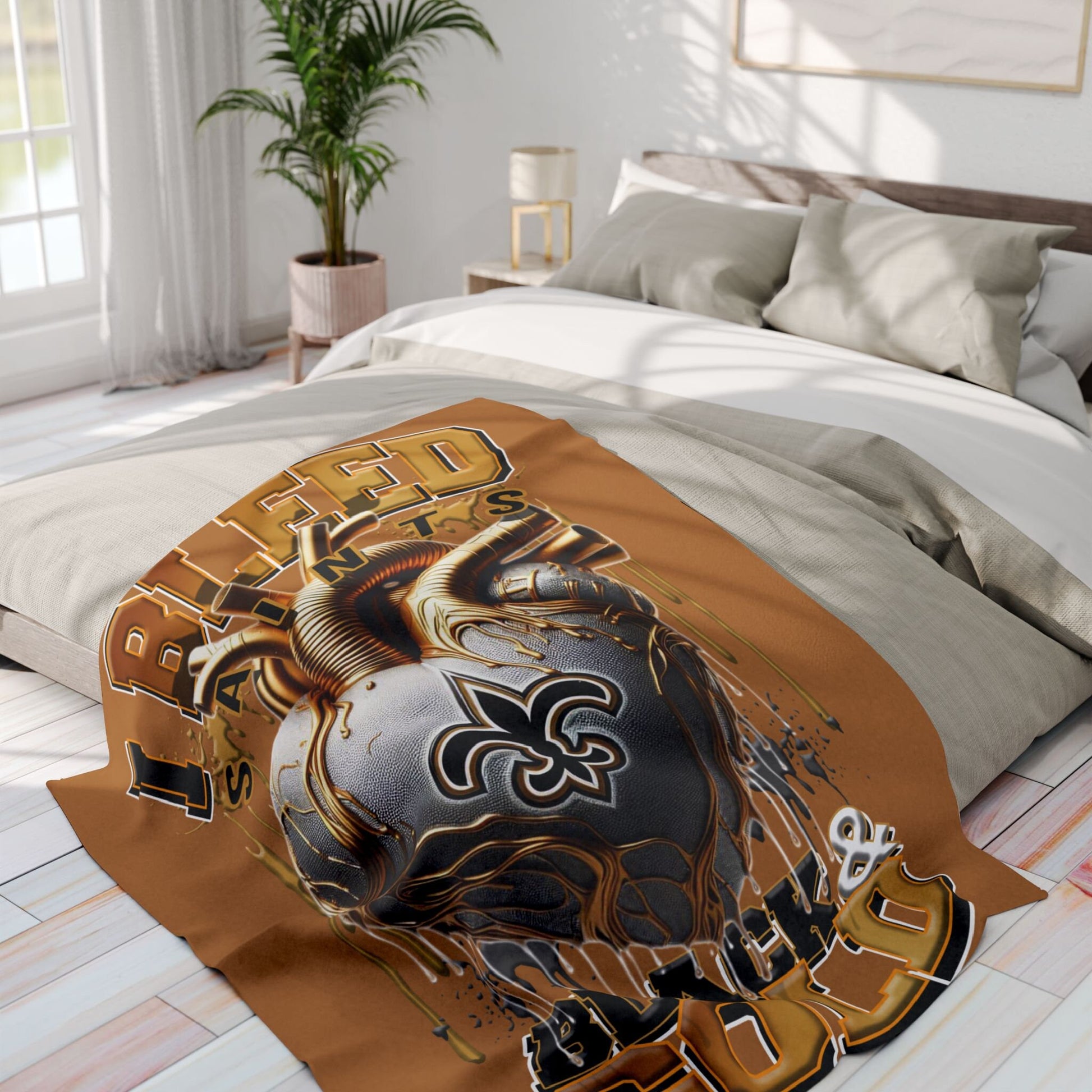 NFL Saints inspired Arctic Sherpa Fleece Blanket Great for Game Day Senior Gift for Mom Dad Sister Aunt High School Senior Night Gift