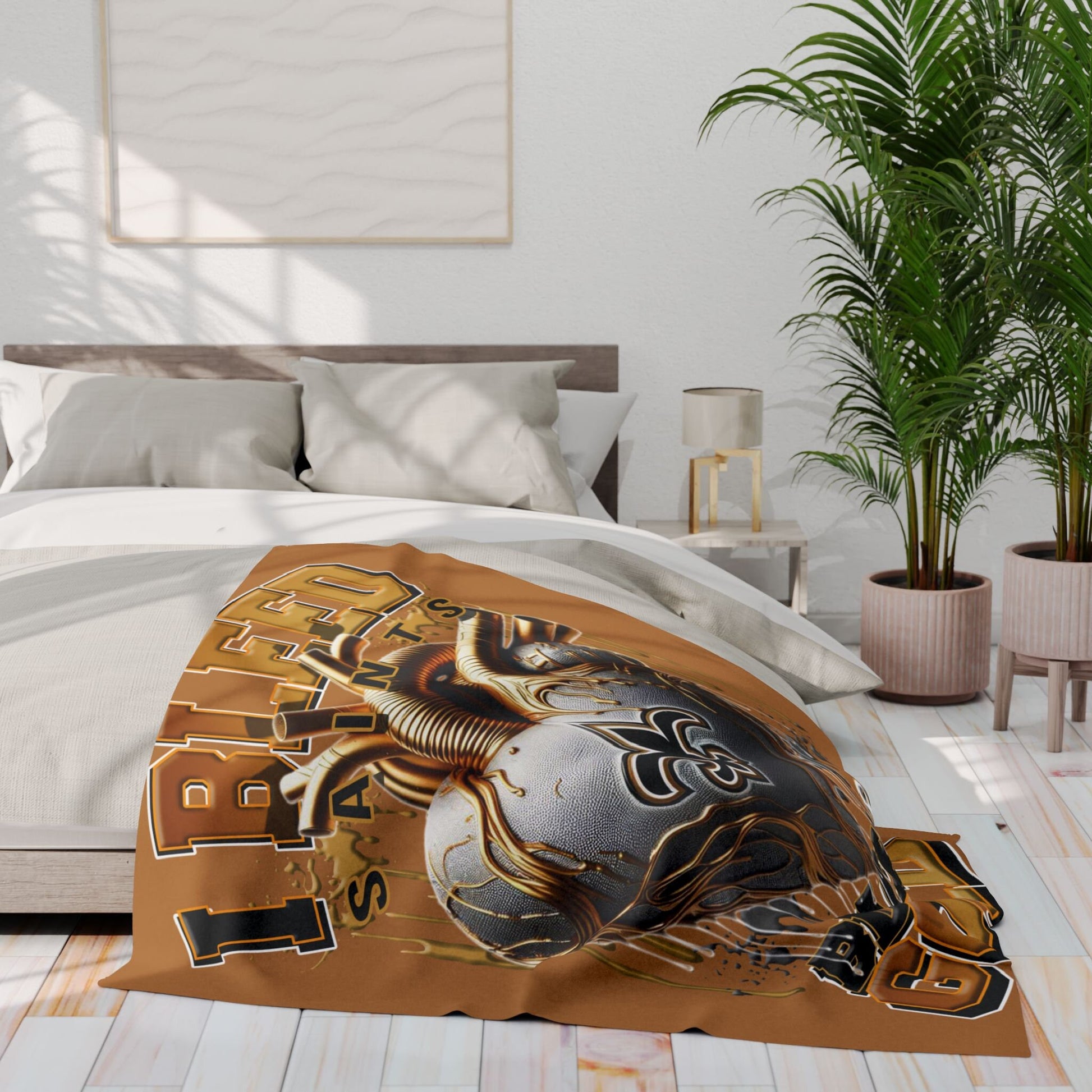 NFL Saints inspired Arctic Sherpa Fleece Blanket Great for Game Day Senior Gift for Mom Dad Sister Aunt High School Senior Night Gift