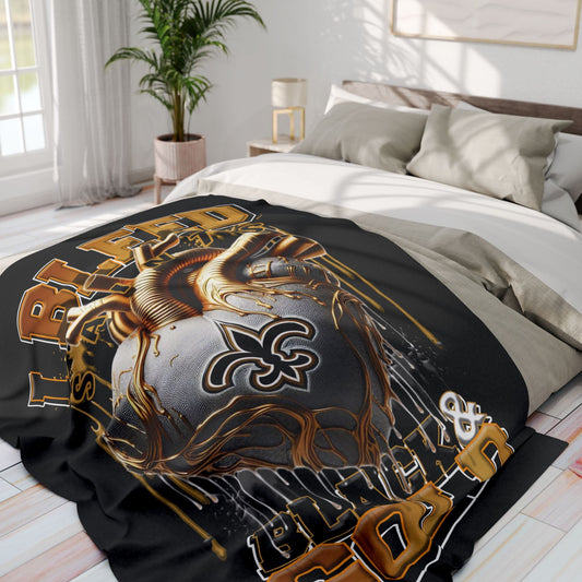 NFL Saints inspired Arctic Sherpa Fleece Blanket Great for Game Day Senior Gift for Mom Dad Sister Aunt High School Senior Night Gift