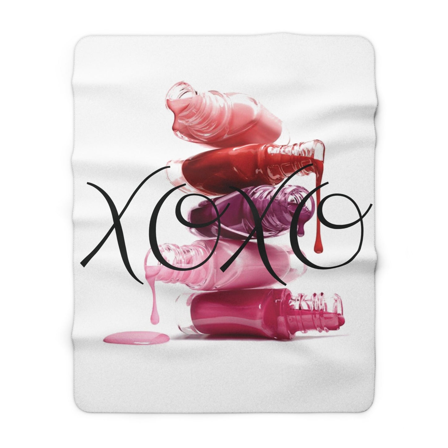 XOXO Bougie nail polish Sherpa Fleece Blanket