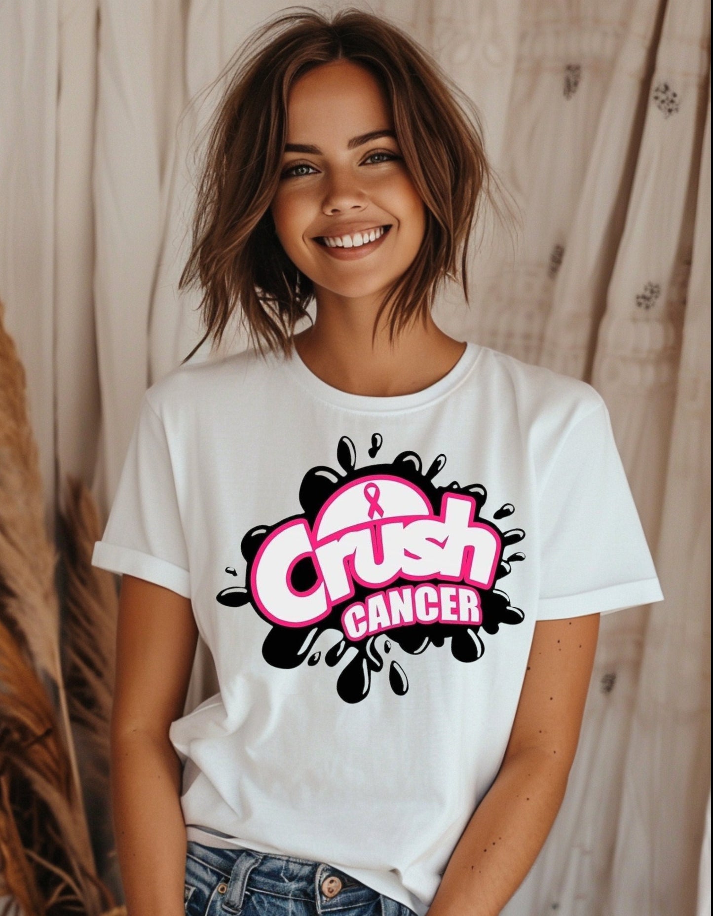 Crush Cancer Tee, Support cancer research, men, women, kids, family members and friends.