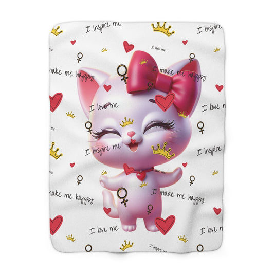 Custom Designed Hello Kitty Sherpa Fleece Blanket perfect gift for girls