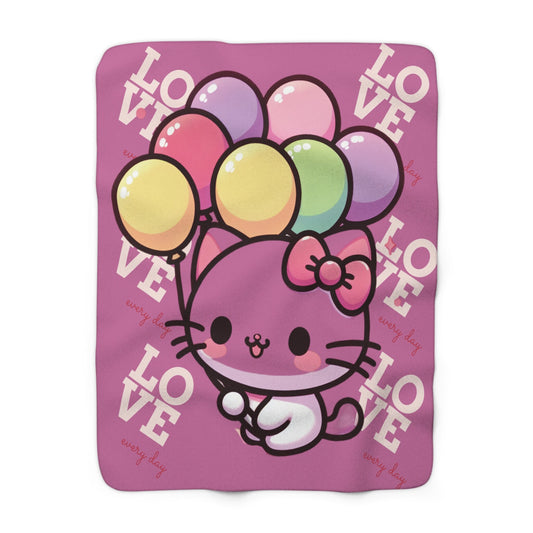 Custom Hello Kitty love everyday Sherpa Fleece Blanket great gift for christmas