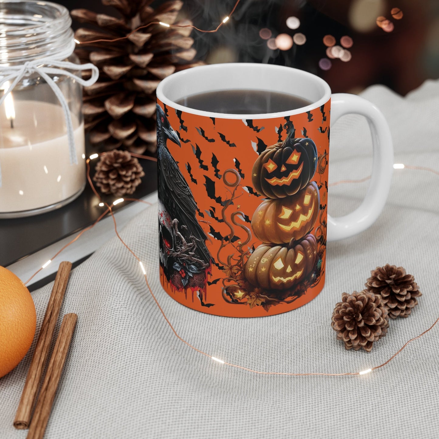 Crow and skull dark gothic Halloween Mug