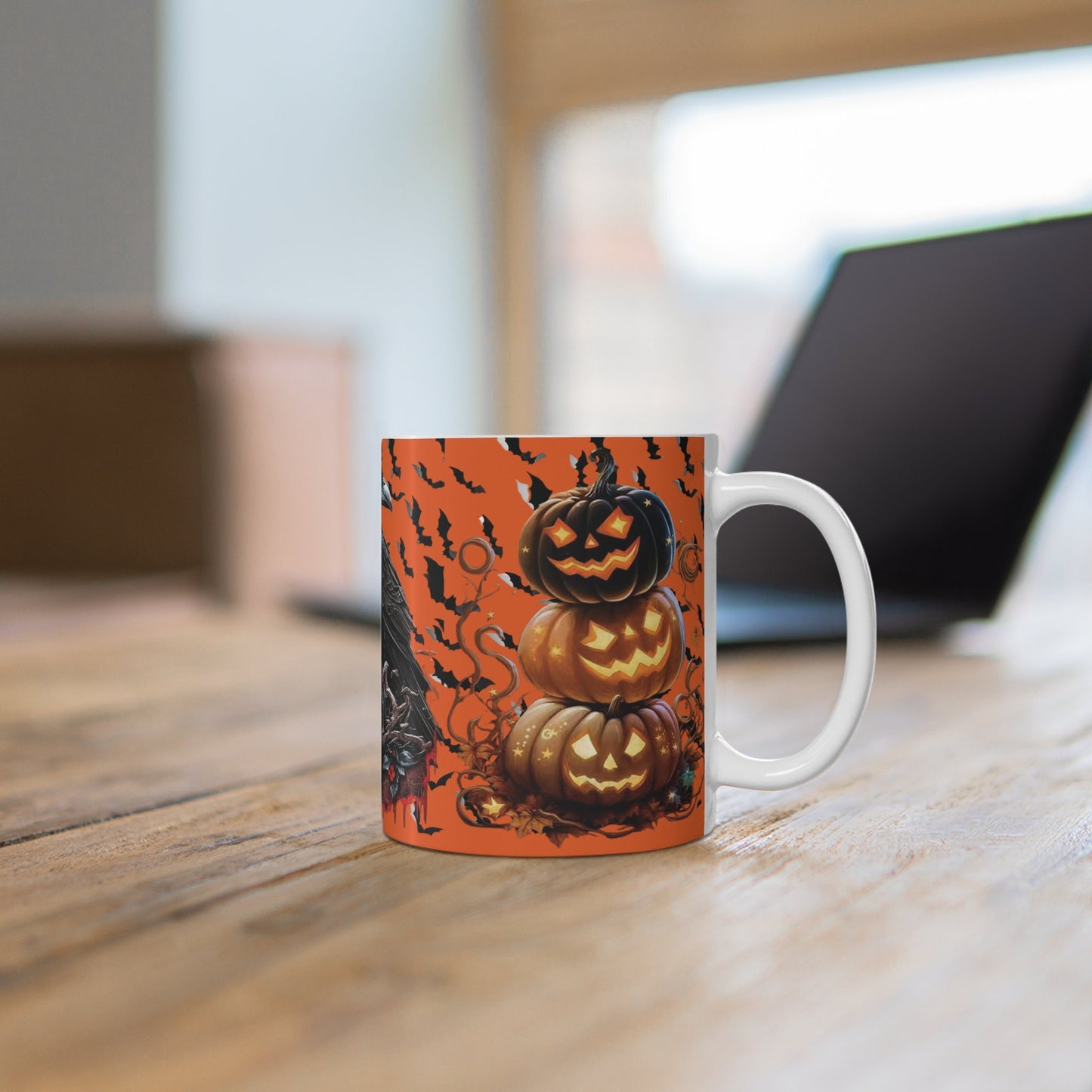 Crow and skull dark gothic Halloween Mug