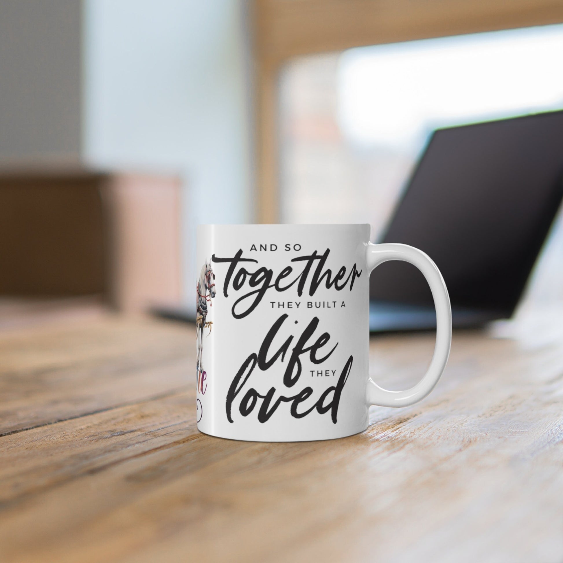 Horse and carriage Inspired art together, live and love mug