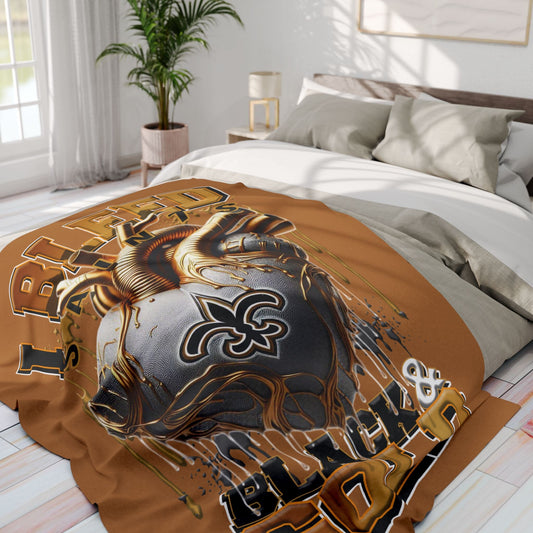 NFL Saints inspired Arctic Sherpa Fleece Blanket Great for Game Day Senior Gift for Mom Dad Sister Aunt High School Senior Night Gift