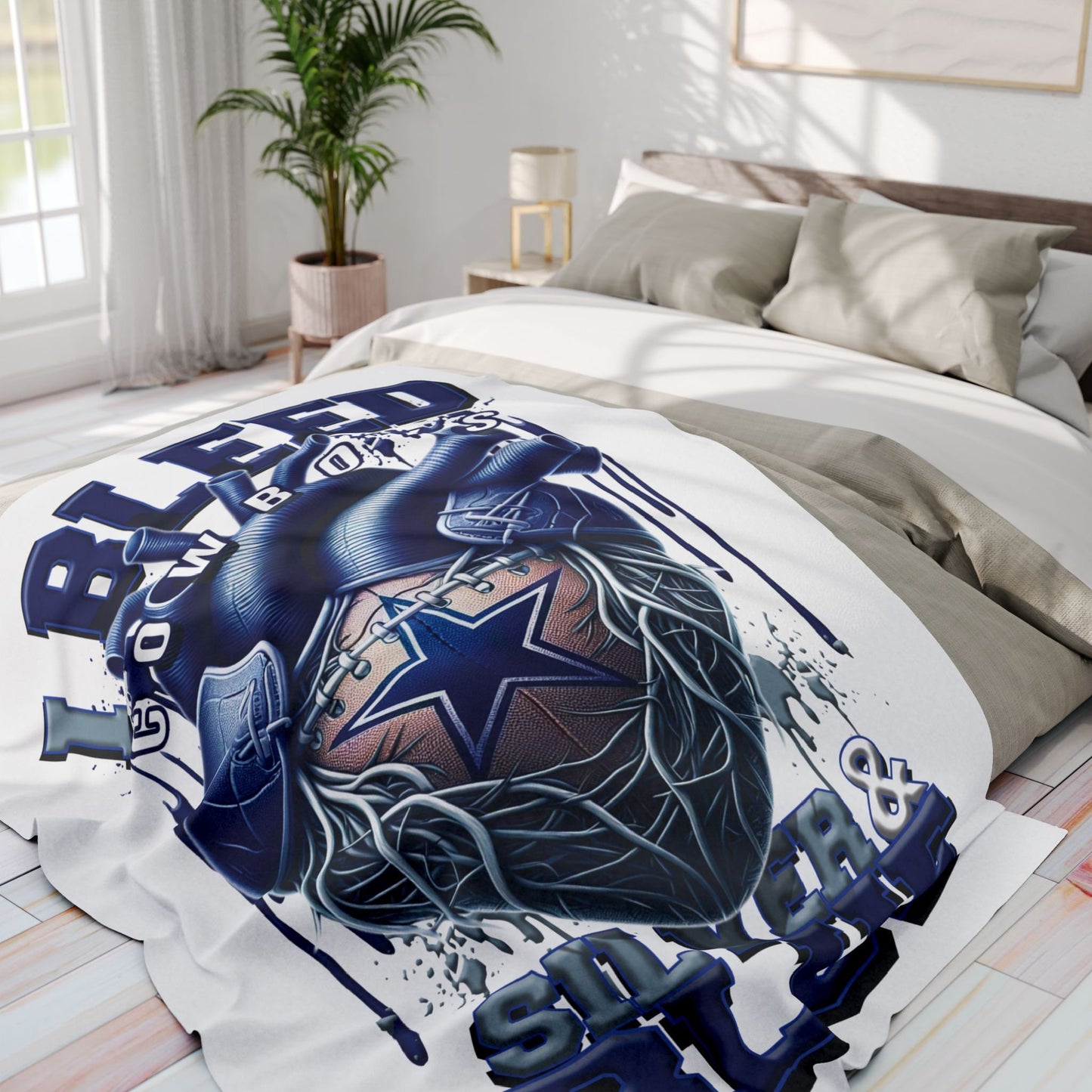 NFL Cowboys inspired Arctic Sherpa Fleece Blanket Great for Game Day Senior Gift for Mom Dad Sister Aunt High School Senior Night Gift