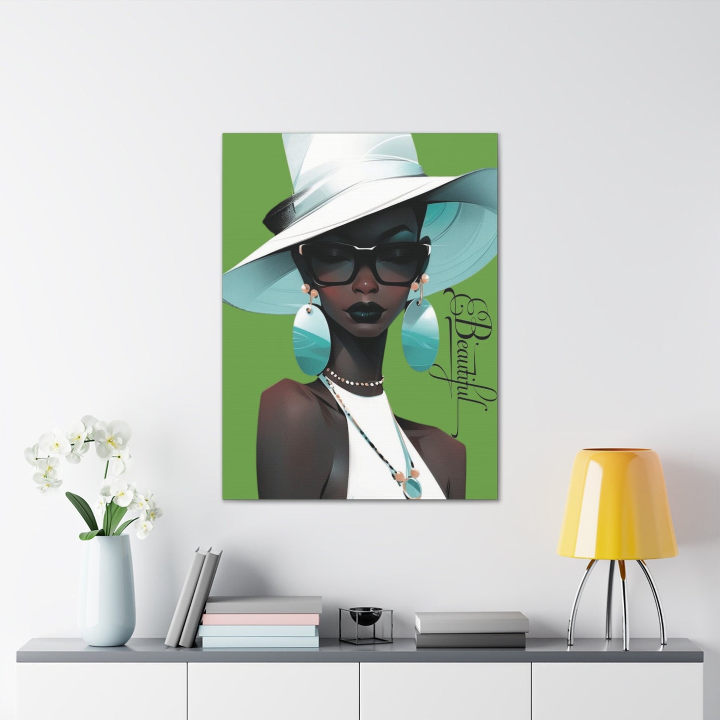 30x40 Beautiful Black woman wall art Canvas Stretched, 0.75"