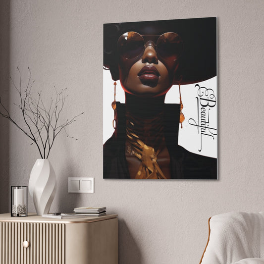 30x40 black high society woman wall art Canvas Stretched, 0.75"