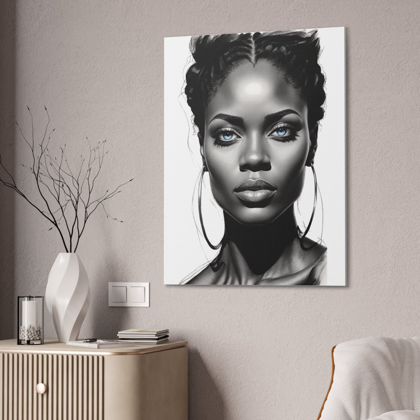 30x40 Beautiful Black woman on Canvas Stretched, 0.75"