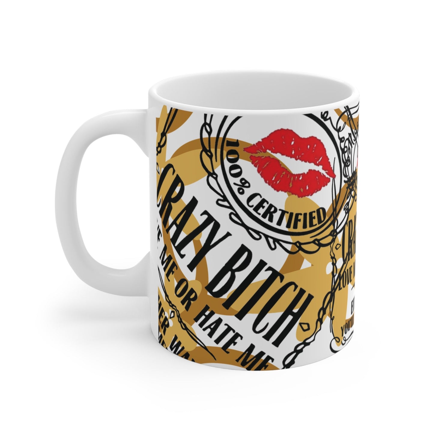 Crazy Bish Mug,Funny Quote Coffee Mug - Unique Gift Idea, 11oz Ceramic Cup, Sarcastic Humor Teacup, Office Desk Decor, Novelty Quote Mug