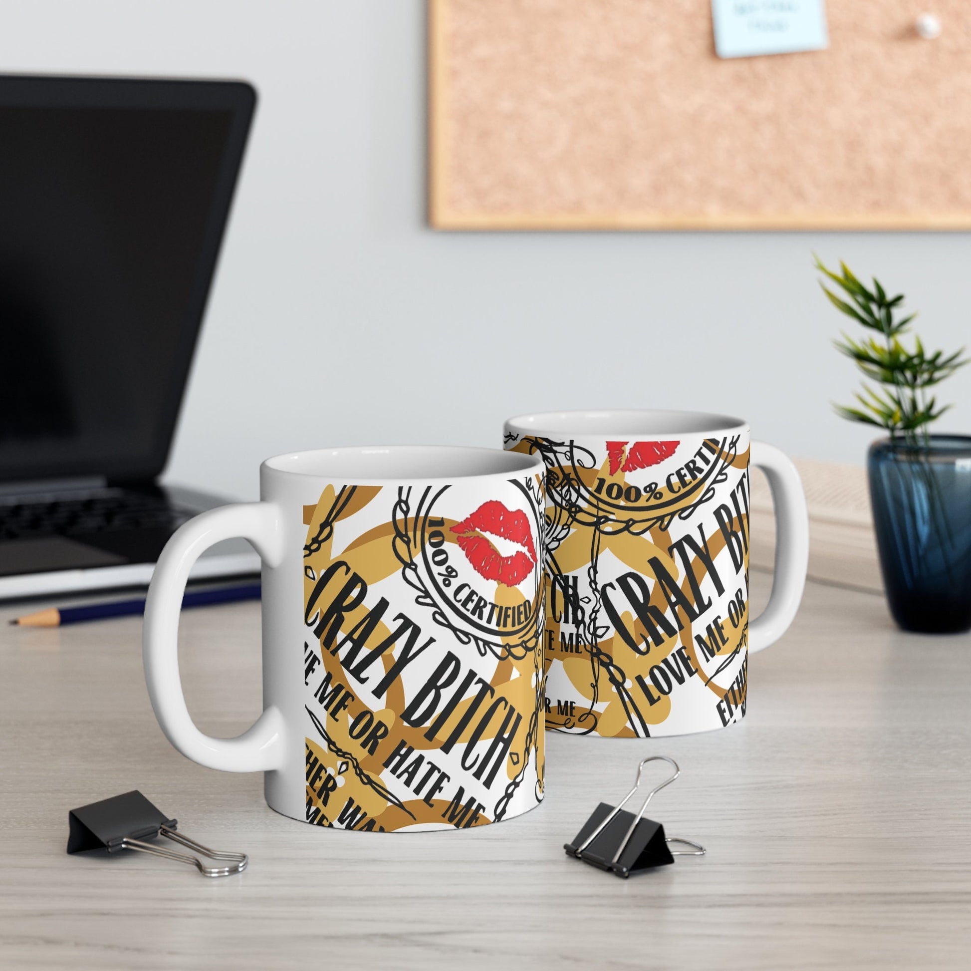 Crazy Bish Mug,Funny Quote Coffee Mug - Unique Gift Idea, 11oz Ceramic Cup, Sarcastic Humor Teacup, Office Desk Decor, Novelty Quote Mug