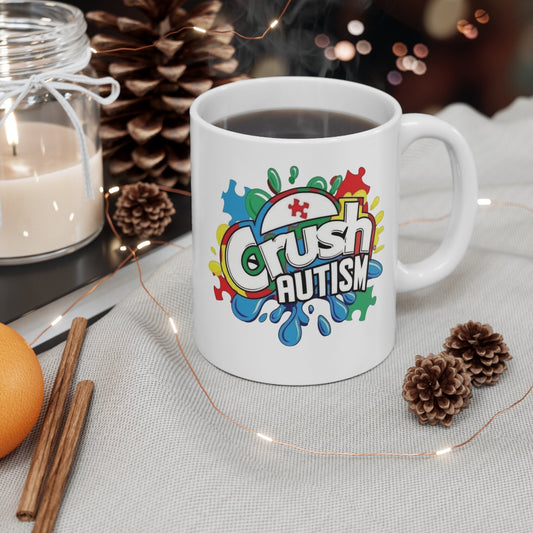 Crush Autism Support Mug, great gifts for the holidays, and autism research