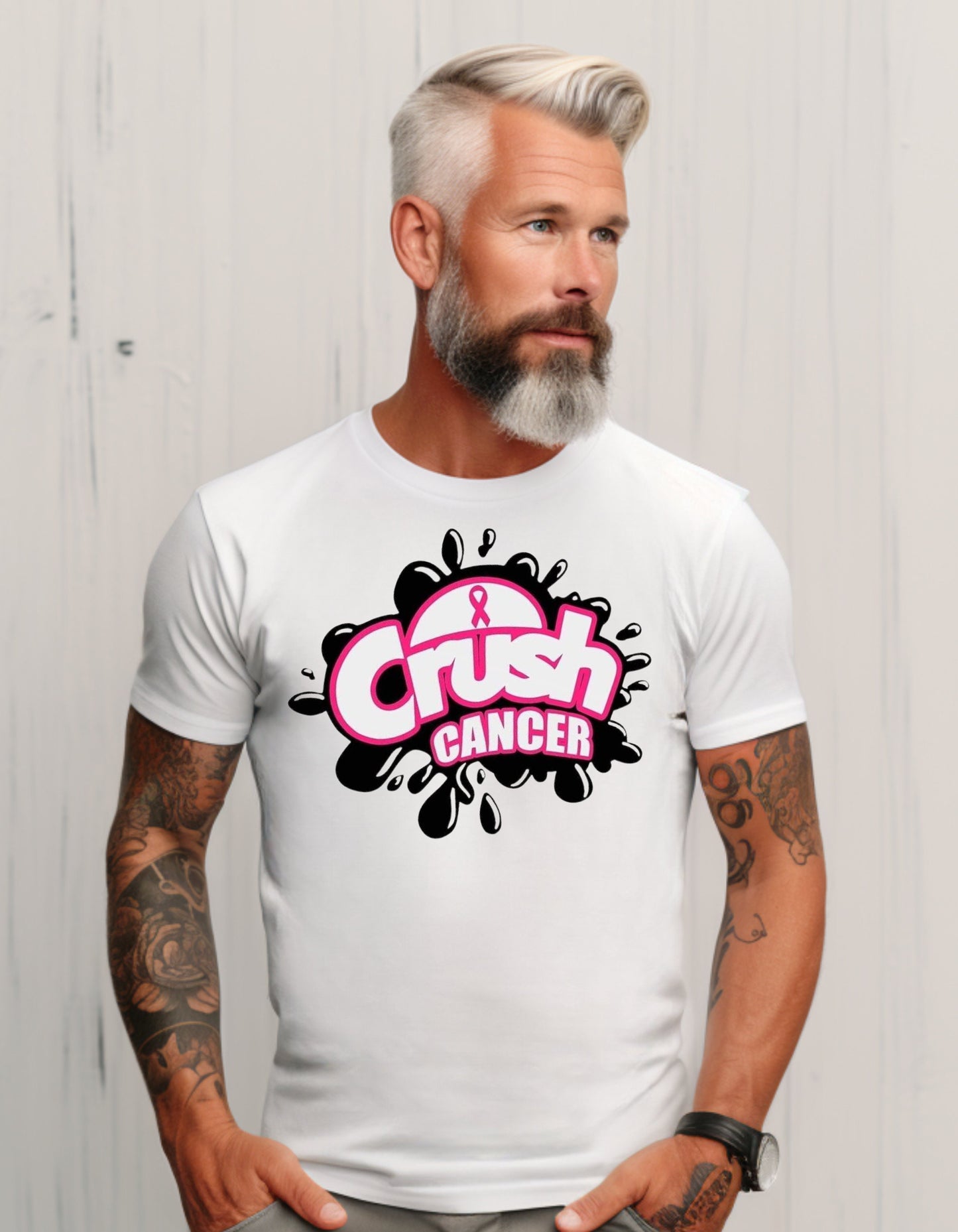 Crush Cancer Tee, Support cancer research, men, women, kids, family members and friends.