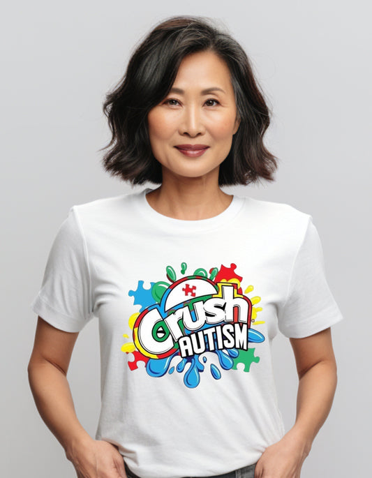 Crush Autism Tee, Support Autism Research, Mom, Daughter, Son family member with Autism