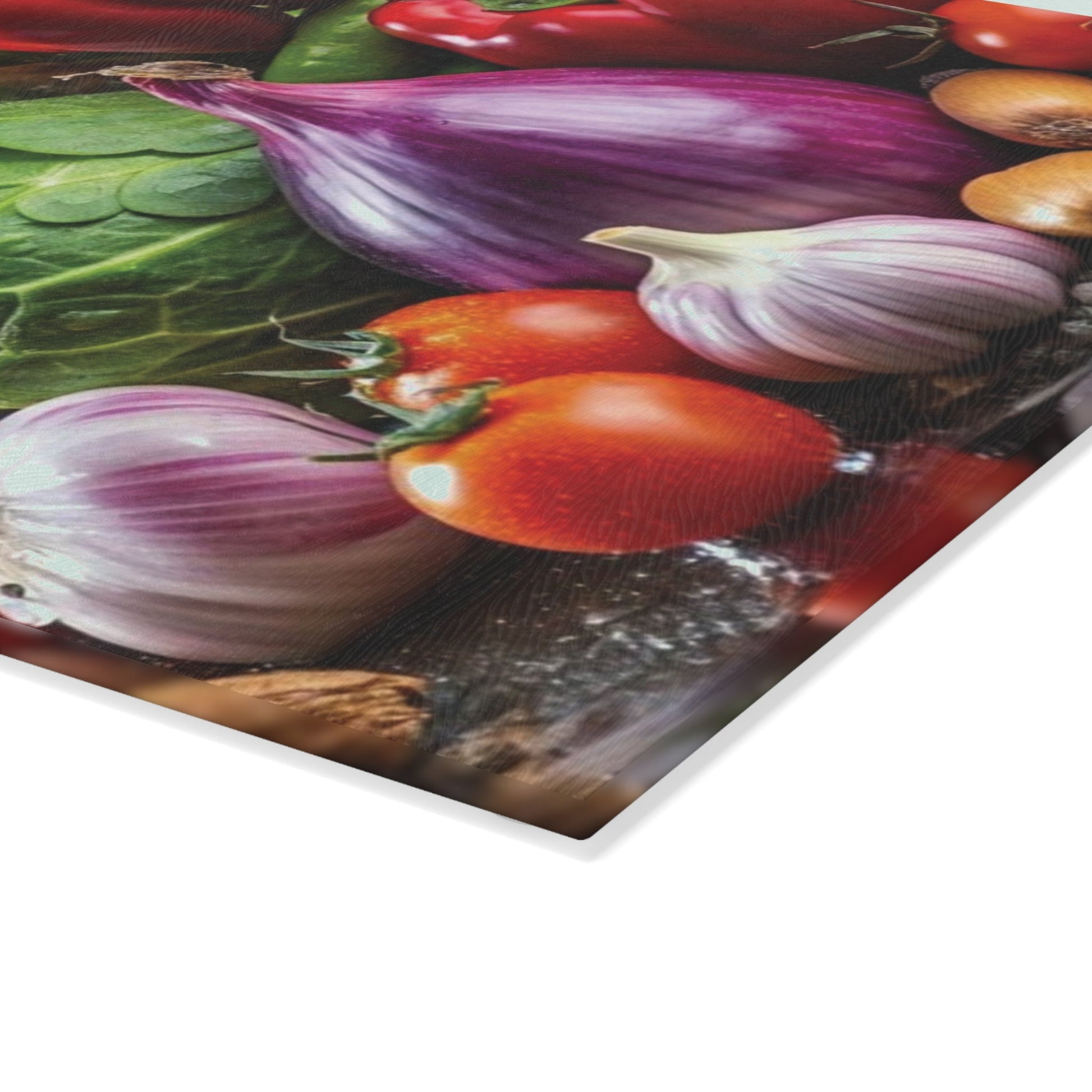 Delicious vegetable art inspired Glass Cutting Board