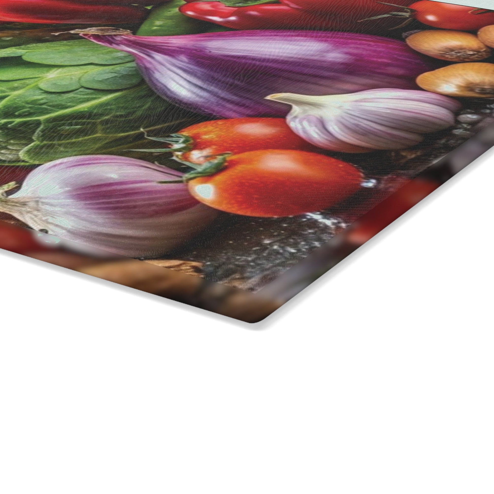 Delicious vegetable art inspired Glass Cutting Board