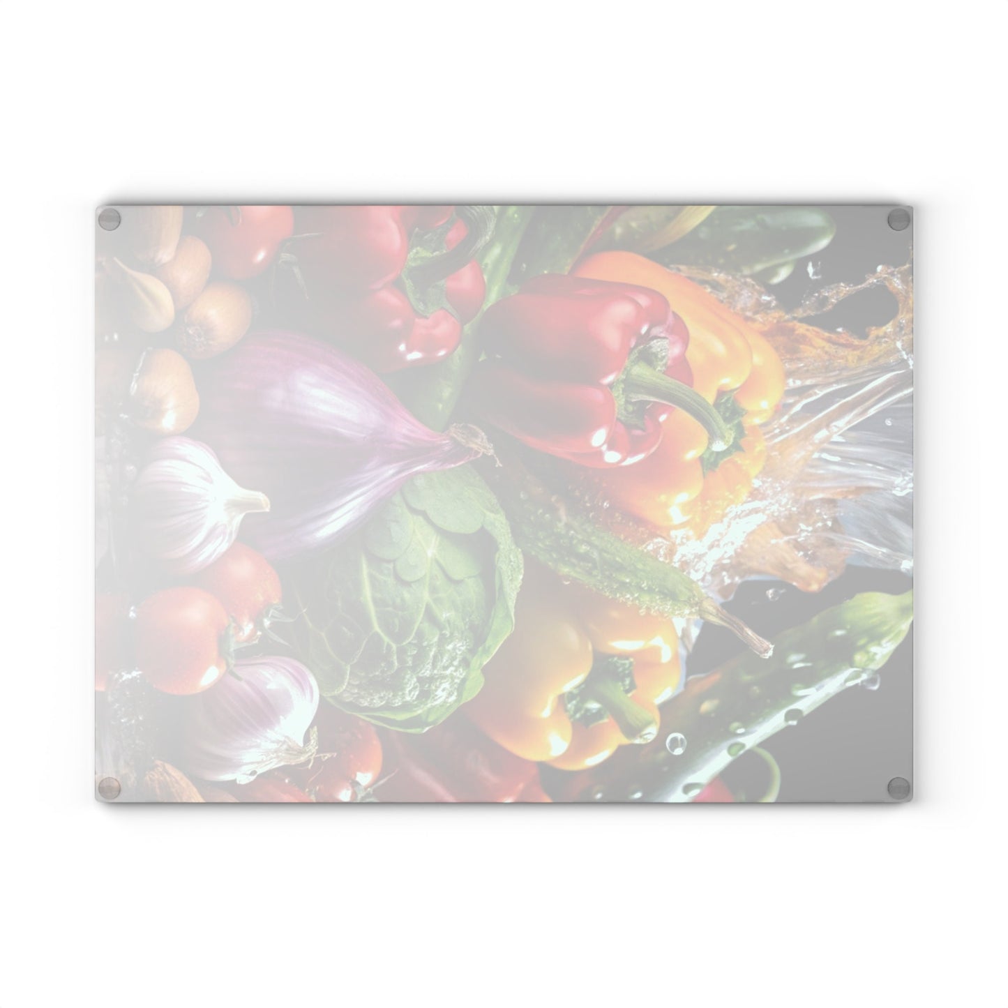 Delicious vegetable art inspired Glass Cutting Board