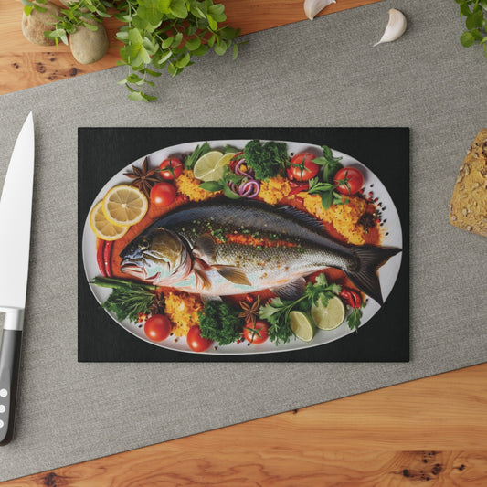 Dinner is served art inspired Glass Cutting Board